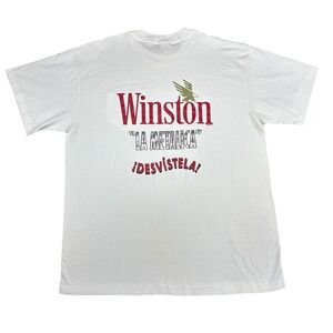 Vintage 1991 Winston La Metalica Desvistela T-Shirt XL White Pocket Made in USA